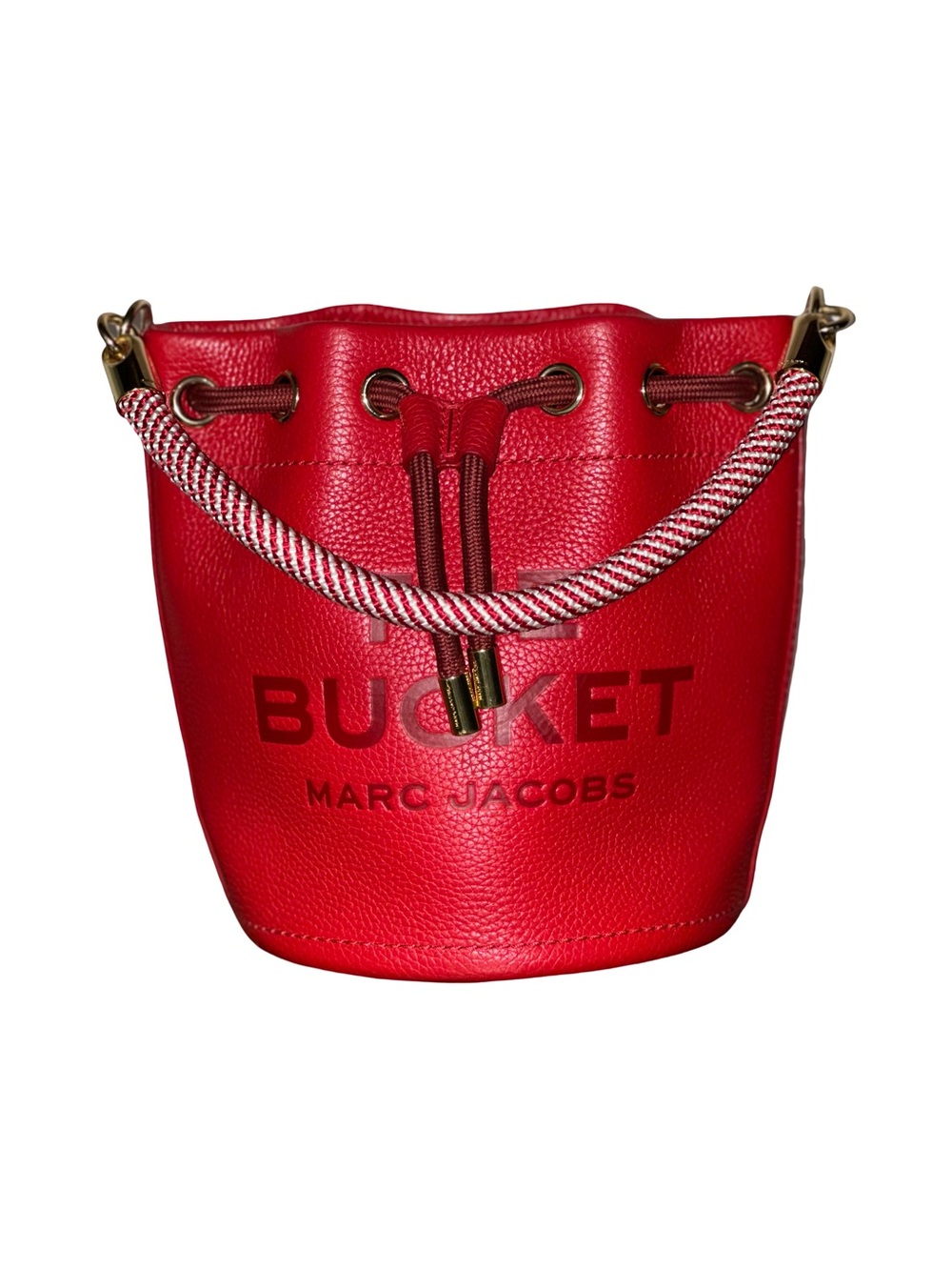 Marc Jacobs Red Leather Drawstring Bucket Bag